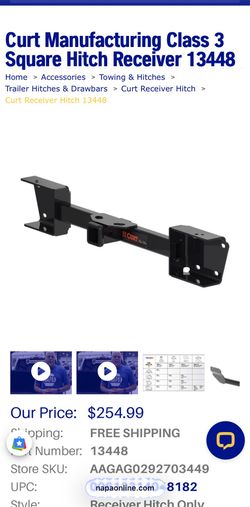Curt Manufacturing Class 3 Square Hitch Receiver 13448
