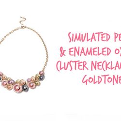 Two Enameled Cluster Necklaces, 22", Goldtone, $16 each Or $28 both💖