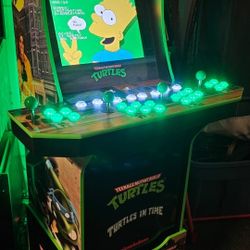 Retro Turtles Arcade1up Cabinet With Over 15,000 Video Games and Matching Stool 