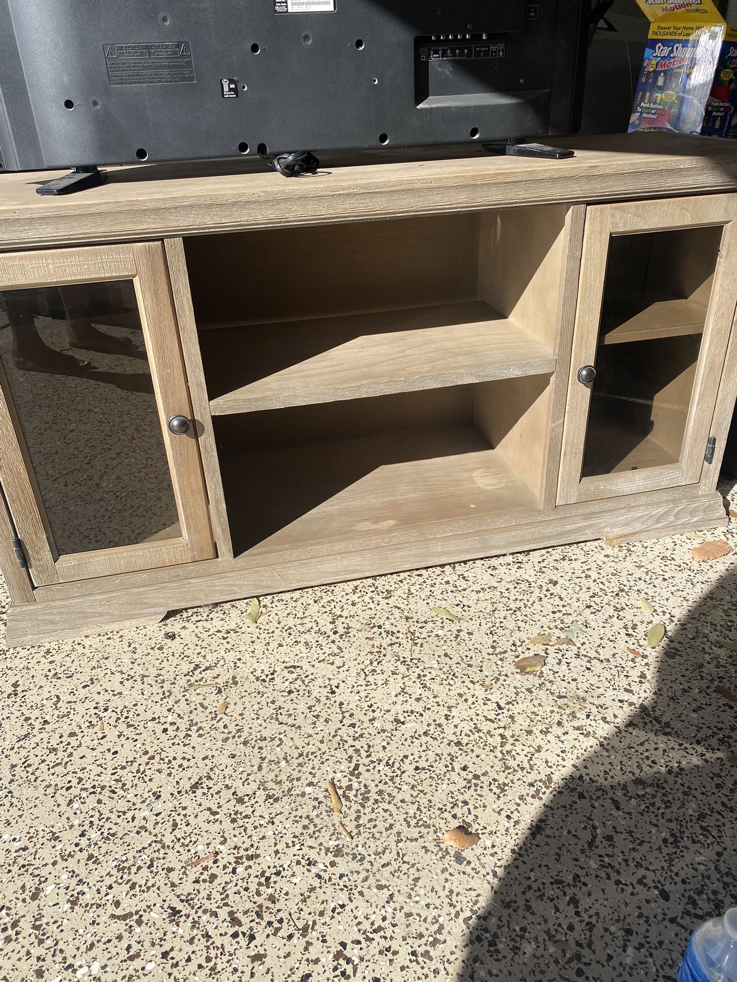 Wood TV Stand with display Shelves