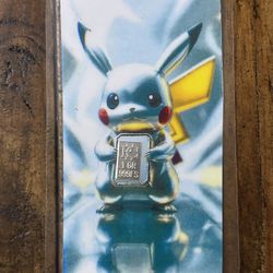 1 Grain Of .999 Silver  On Pikachu Art Card