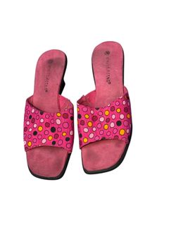 White Stag Pink Polka Dot Slide Sandals – Size 10