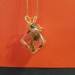 Magic Mushroom Wire Wrapped On Gold Chain
