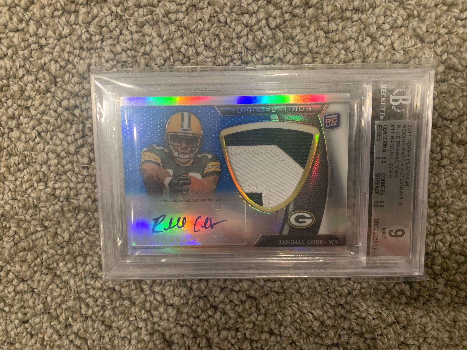 Randall Cobb Topps Platnium patch auto BGS 9