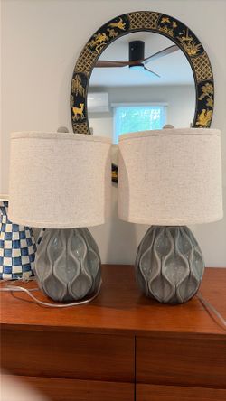 Two ceramic table lamps.