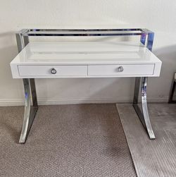 Coaster Gemma White & Chrome 2-Drawer Writing Desk
