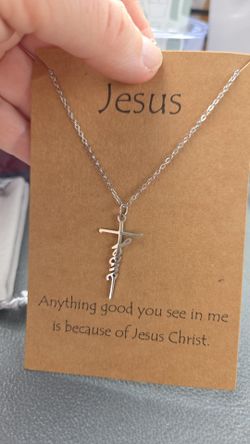 Jesus Cross Necklace in Silver