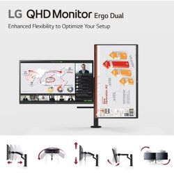 lq qhd ergo dual monitors (2 27 inch rotatable screens)