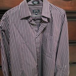 Mens Dark Purple Striped Dress Shirt Xl 