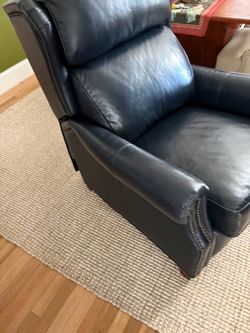 Blue leather reclining chair