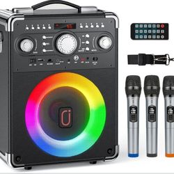 Karaoke Machine with 3 Wireless Microphones,