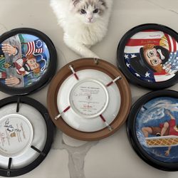 Red Skelton Signed Collector’s Plates With Plate Frames For Displaying. 