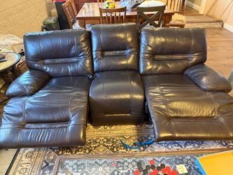 Dark brown leather couch recliner