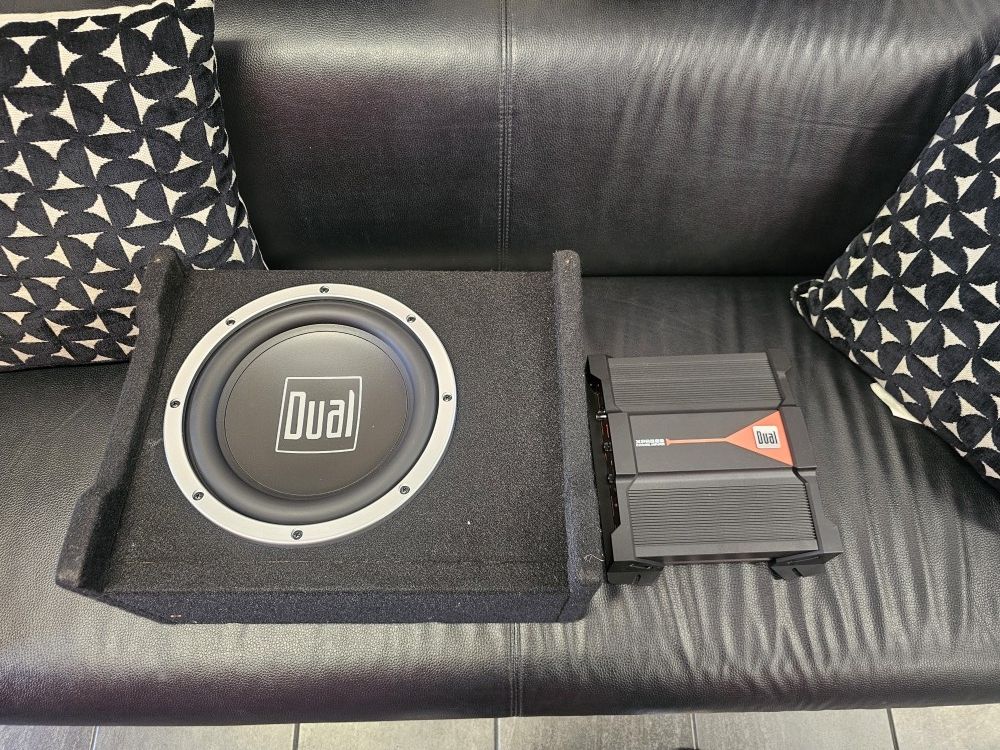 Dual Audio 600 Watt Amplifier - XPR522 And Dual Electronics 10in Subwoofer with Box