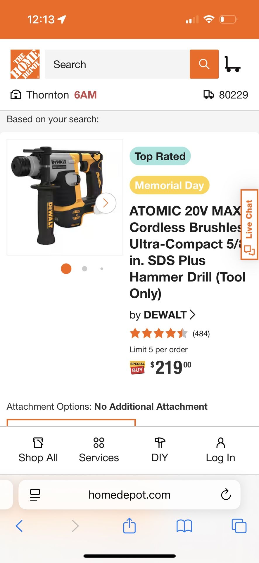 DeWALT Atomic 20V sds Rotary Hammer ( Tool Only)