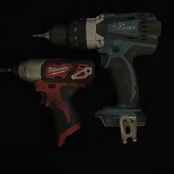 Milwaukee And Makita Drill 
