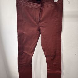 Theory - Burgundy Piped Leather Skinny Pants Sz 0