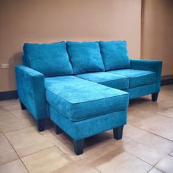 Teal Modern Reversible Chaise Sectional Sofa