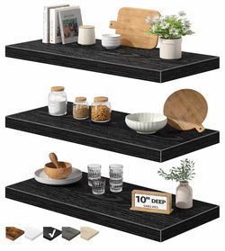 Floating Shelves for Wall (Black, Set of 3, 23.6" x 10") / Estantes flotantes para pared