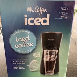 Brand New In Box Mr. Coffee Iced and Hot Coffee Maker, Single Serve Machine with 22-Ounce Tumbler and Reusable Coffee Filer, Black