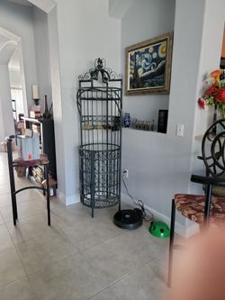 Iron And Glass Bar And Wine And Accessories Rack