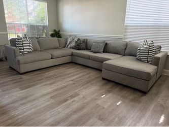 Gray U shape 4pc sectional sofa set