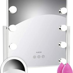 ALBOR Makeup Vanity Mirror with Lights -Lighted Makeup Mirror with Magnification Makeup Mirror with Lights Led Mirror Magnifying Mirror with Light Lig