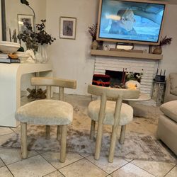  CB2  Perle Shearling  Dining Chairs 