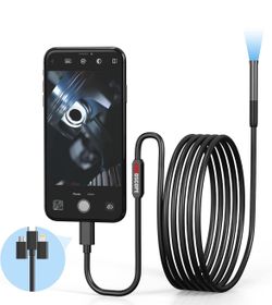 Endoscope Camera with Light, Borescope with 6 LED Lights,Endoscope with 9.8ft Semi-Rigid Snake Camera,IP67 Waterproof Inspection Borescope Camera with