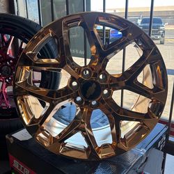 22” GOLD WHEELS 6 LUG , SILVERADO , GMC , TOYOTA , RAM