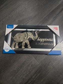 Framed Elephant Wall Art – Happiness Is Homemade