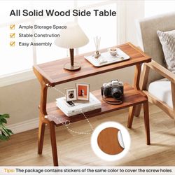 Solid Wood End Table, 2-Tier Sofa Side Table with Storage Shelf - Two diferent color, price for one