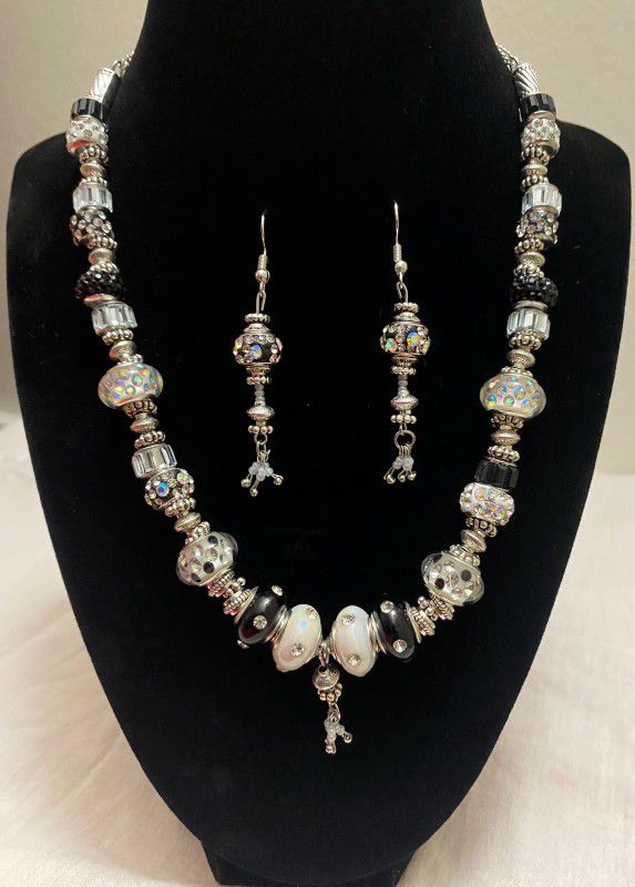 Handmade Necklace With Beads And Antique Silver Spacer 