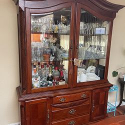 Expandable Dinning Set 8 Chairs With China Cabinet 