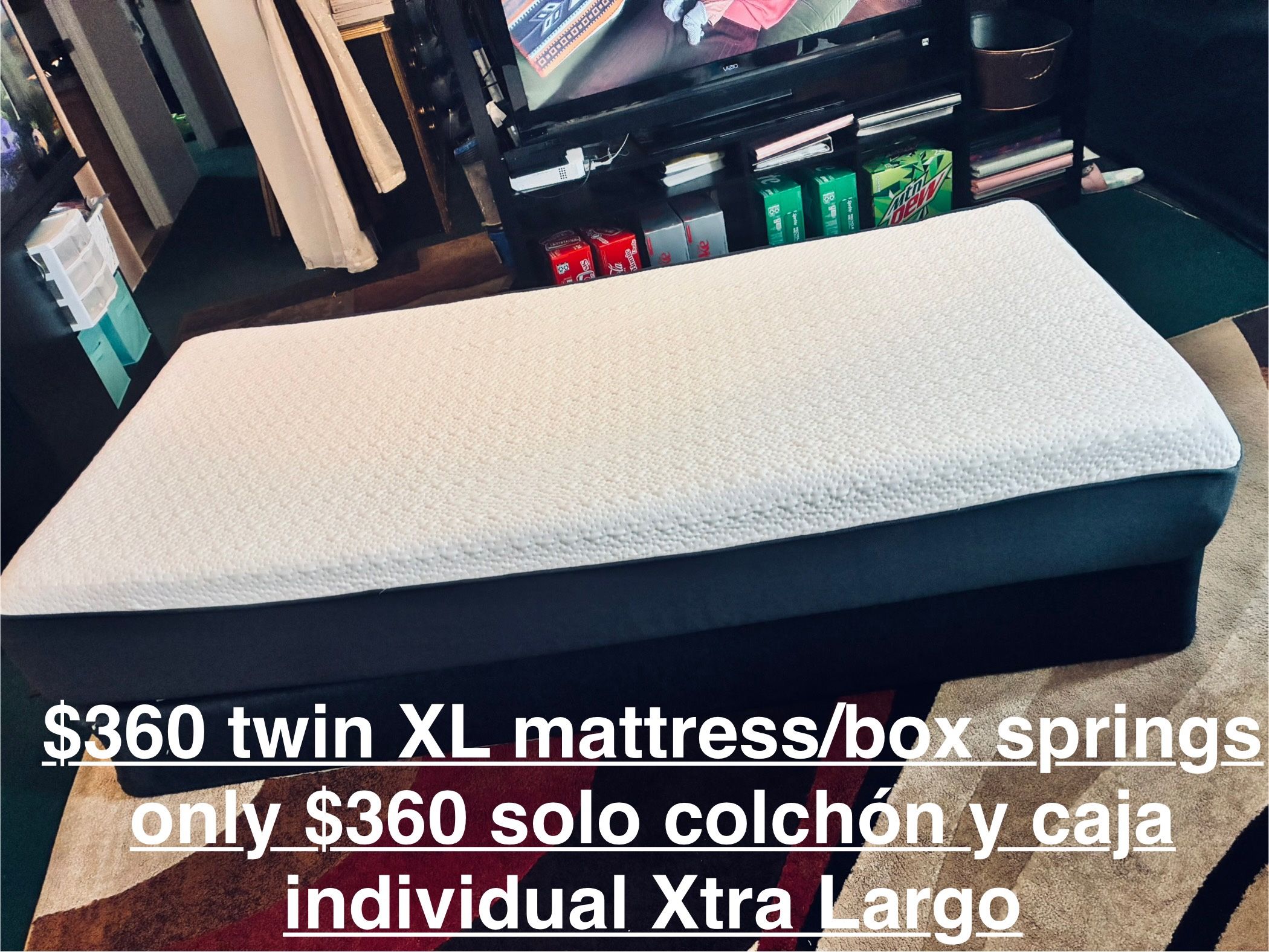 $280/$360–Twin mattresses and box springs (5 available) Metal frames are sold separately. ——(USED NOT NEW) for seriously interested people only messag