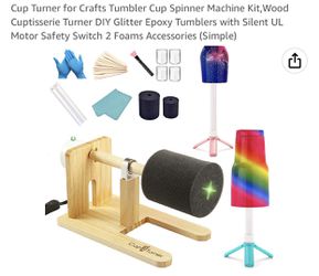 Cup Turner for Crafts Tumbler Cup Spinner Machine Kit,Wood