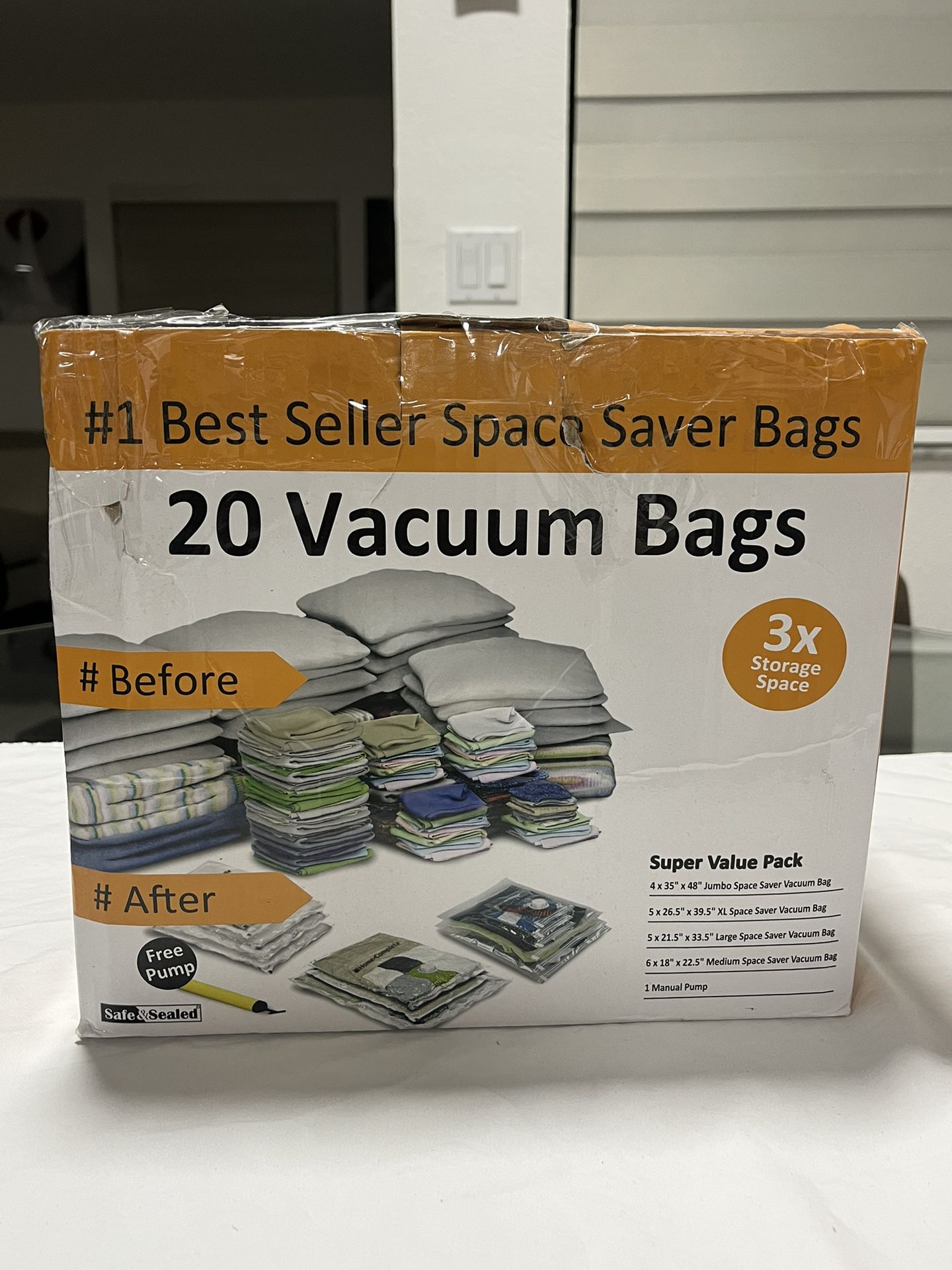 Pack Of 10 Vacuum Bags Safe & Sealed Without Pump Protect & Organize