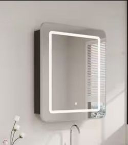 HOMEIBRO 20 in. W x 30 in. H Bright Rectangular Silver Wall Mount LED Lighted Medicine Cabinet with Mirror