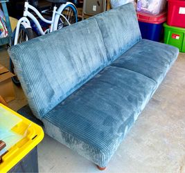 Low Profile Blue Futon Couch 66.5"L x 30"W x 29.5"H