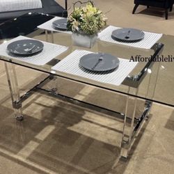 Chrome Acrylic Glass Dining Table Brand New In Box