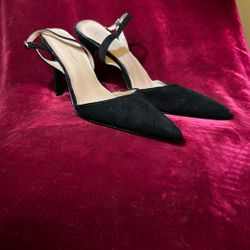 Size 7 1/2 Ladies Sling-back  Black Heel By Colin Stuart