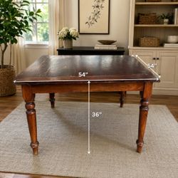 Large 54” Square Solid Wood Counter-Height Dining Table