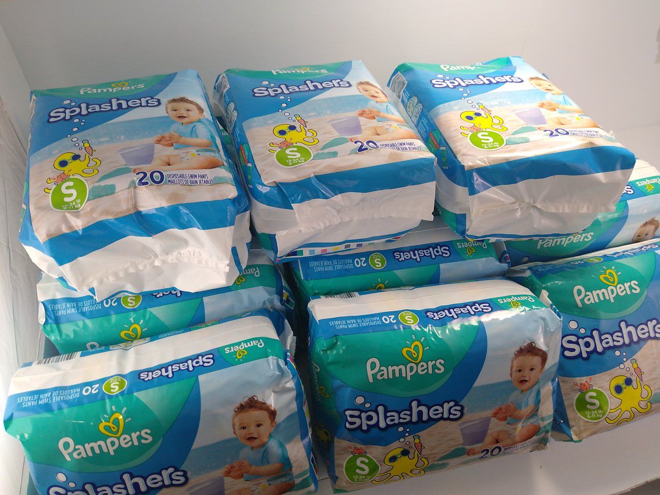 15x Pampers Splashers S13-24 lb (6-11 kg) Disposable Swim Pants Size Small 20 Count