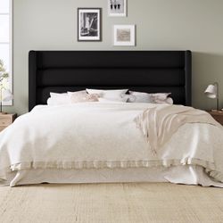 Queen Size Platform Bed Frame With Velvet Upholstered Wingback Headboard, No Box Spring Needed, Under Bed Storage Space, Strong Wooden Slats, Modern M
