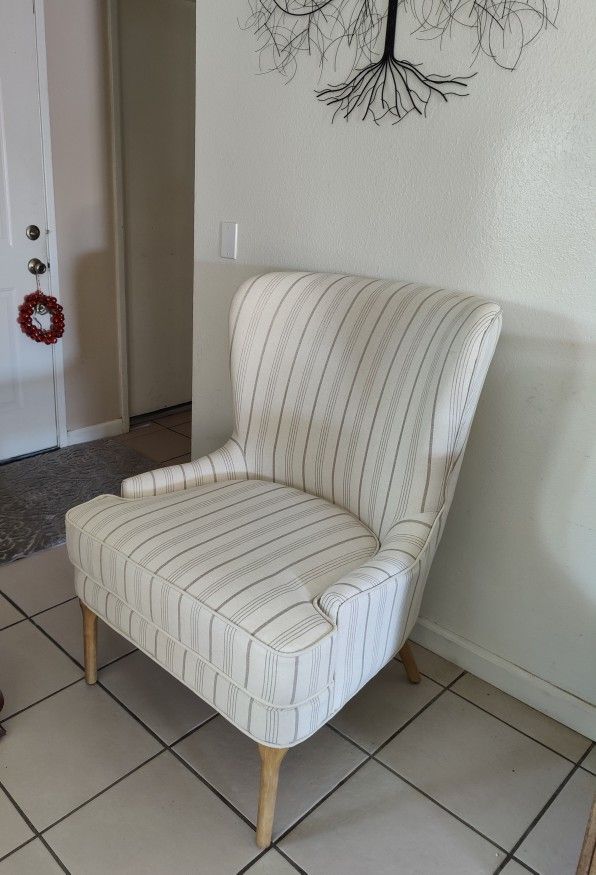 Cheswold Striped Wingback Chair Cream Beige Brand New for Sale in