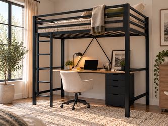 Twin Size Loft Bed, Black