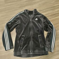 Vintage 2007 Blk Velour Adidas Jkt. Size S