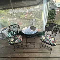 Metal And Glass Top Bistro Set