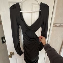 XS Black long-sleeved body con Dress