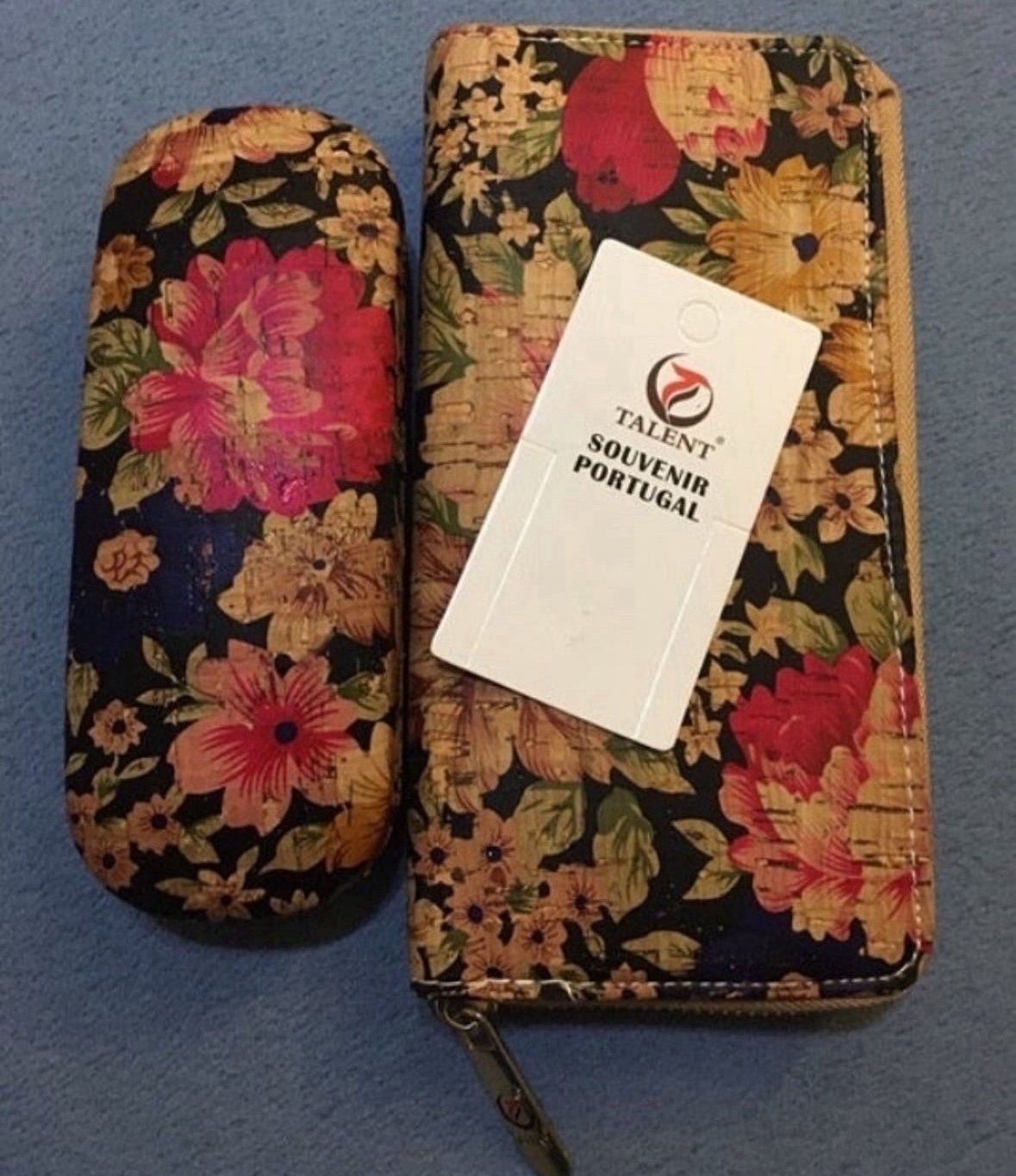 Matching Floral Zip Wallet and Eyewear Case Set